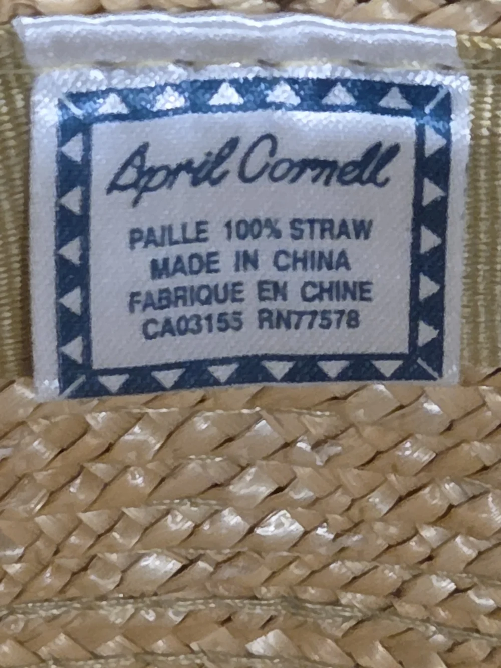 April Cornell Straw Boater Hat with Light Blue Band